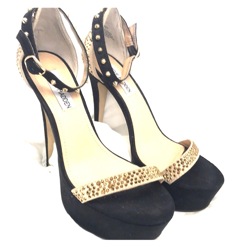Black and gold heels